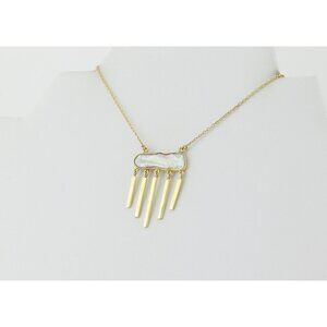 Gold Over Sterling Silver Natural Keshi Pearl Dangle Necklace 16" to 18"